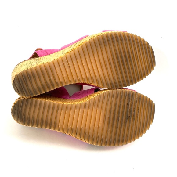 Sofft Wedge Platform Sandals 8 M Pink Suede Open Toe Ankle Strap - Picture 10 of 10